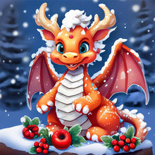 Load image into Gallery viewer, Diamond Painting - Full Round - Little dragon in the snow (30*30CM)
