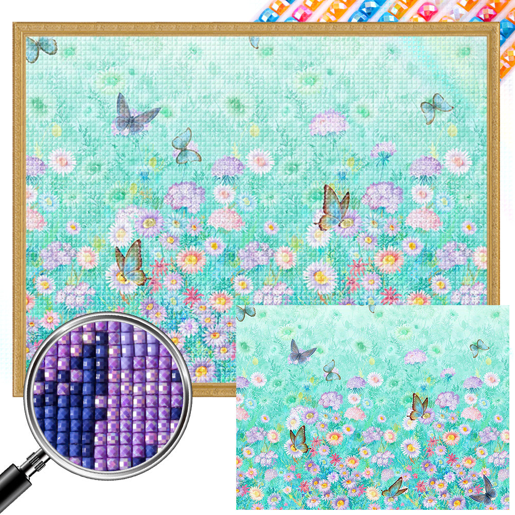 AB Diamond Painting - Full Square - Butterfly on flower bush (30*40CM)