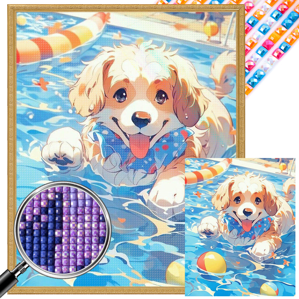AB Diamond Painting - Full Square - dog swimming (40*50CM)