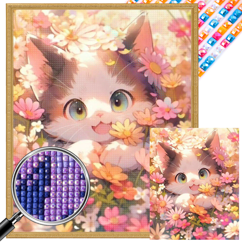 AB Diamond Painting - Full Square - cat flower bush (40*50CM)