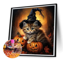 Load image into Gallery viewer, Diamond Painting - Full Round - Halloween kitten with pumpkin (30*30CM)
