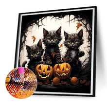 Load image into Gallery viewer, Diamond Painting - Full Round - Halloween kitten with pumpkin (30*30CM)
