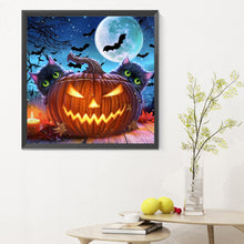 Load image into Gallery viewer, Diamond Painting - Full Round - Halloween kitten with pumpkin (30*30CM)
