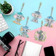 Load image into Gallery viewer, 5PCS Double Sided Diamond Painting Keychain Full Drill Keyring Cute Elephant
