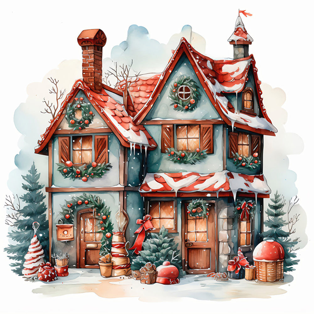 Diamond Painting - Full Round - Christmas igloo (30*30CM)