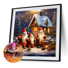 Load image into Gallery viewer, Diamond Painting - Full Round - Three Santa Clauses next to the igloo (30*30CM)
