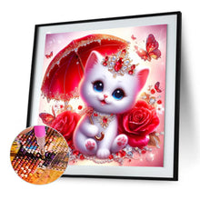 Load image into Gallery viewer, Diamond Painting - Full Round - Cat under red umbrella (30*30CM)

