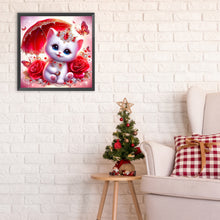 Load image into Gallery viewer, Diamond Painting - Full Round - Cat under red umbrella (30*30CM)
