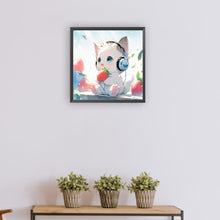 Load image into Gallery viewer, Diamond Painting - Full Round - cat eating strawberry (30*30CM)
