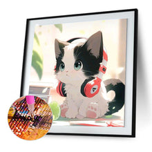 Load image into Gallery viewer, Diamond Painting - Full Round - cat with headphones (30*30CM)
