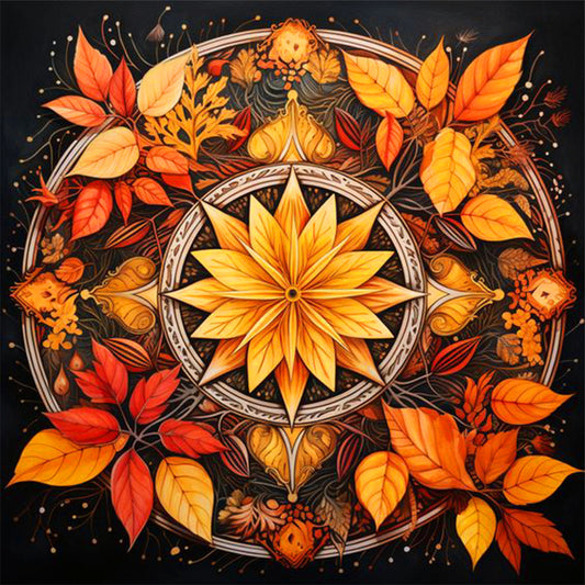 Diamond Painting - Full Round - circle maple leaf (30*30CM)
