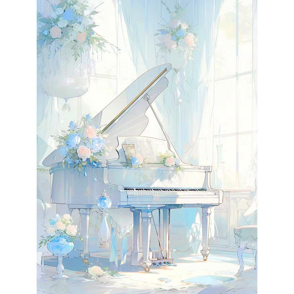 Diamond Painting - Full Round - Piano¡¤White and Blue (30*40CM)