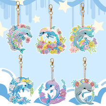 Load image into Gallery viewer, 6PCS Double Sided Full Drill Keyring Dolphin Special Shape Diamond Art Keyring
