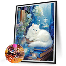 Load image into Gallery viewer, Diamond Painting - Full Round - lazy white cat (40*50CM)
