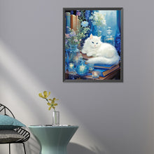 Load image into Gallery viewer, Diamond Painting - Full Round - lazy white cat (40*50CM)
