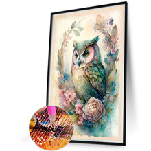 Load image into Gallery viewer, Diamond Painting - Full Round - owl on flower (40*60CM)
