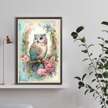 Load image into Gallery viewer, Diamond Painting - Full Round - Owl on wreath (40*60CM)
