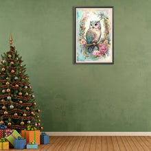 Load image into Gallery viewer, Diamond Painting - Full Round - Owl on wreath (40*60CM)
