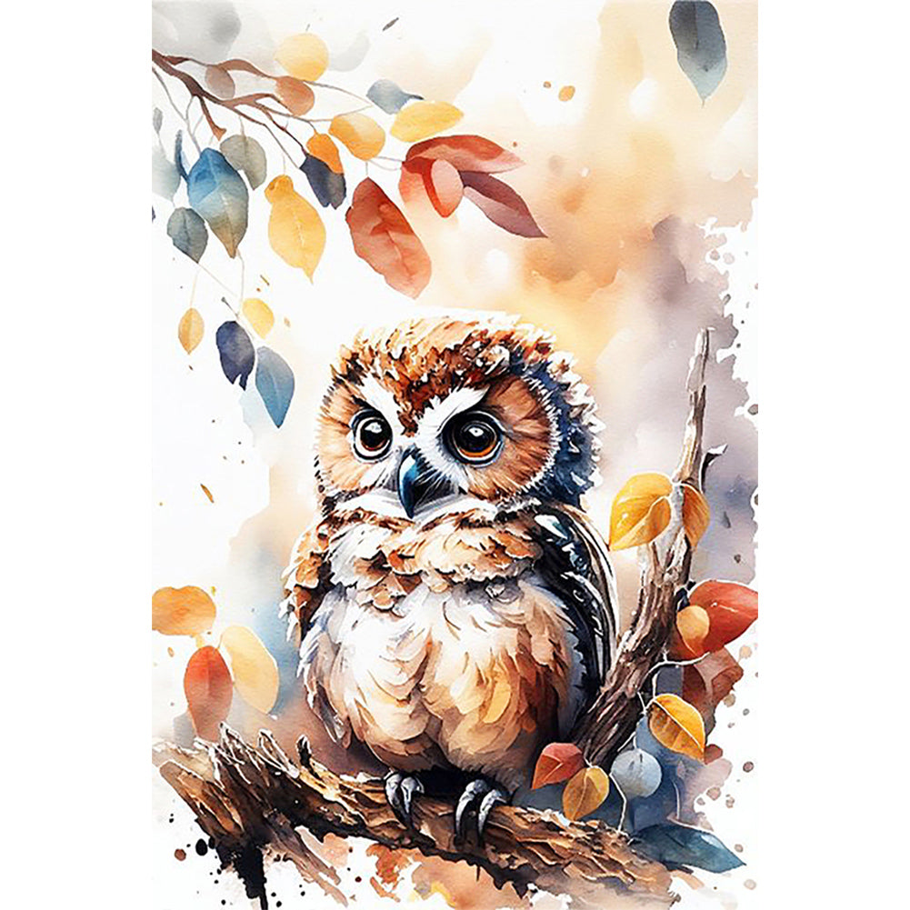 Diamond Painting - Full Round - Watercolor owl¡¤right (40*60CM)
