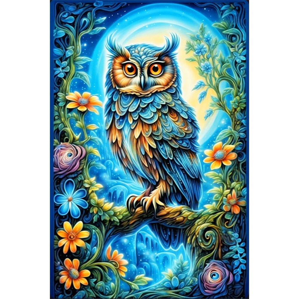 Diamond Painting - Full Round - Owl under the moon (40*60CM)