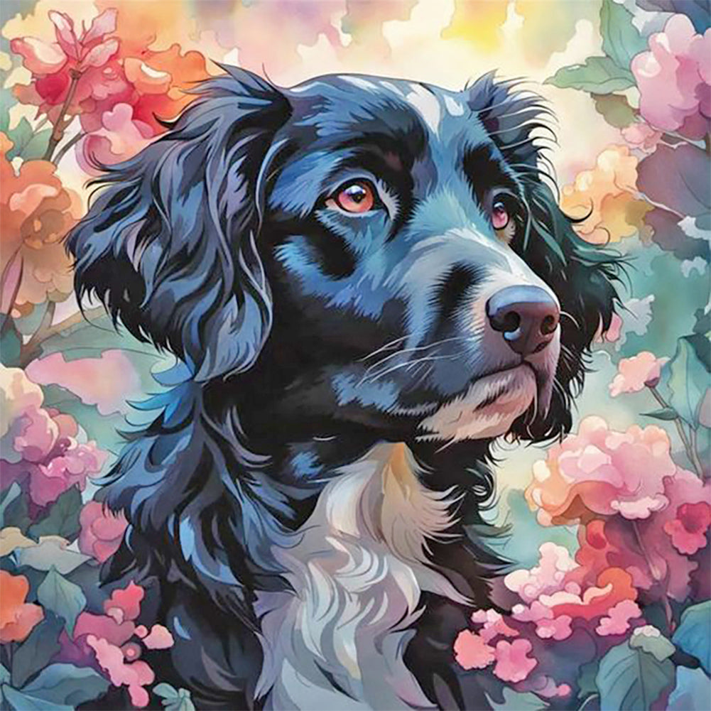 Diamond Painting - Full Round - Flower Dog (30*30CM)