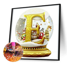 Load image into Gallery viewer, Diamond Painting - Full Round - Christmas crystal ball with letter A (50*50CM)
