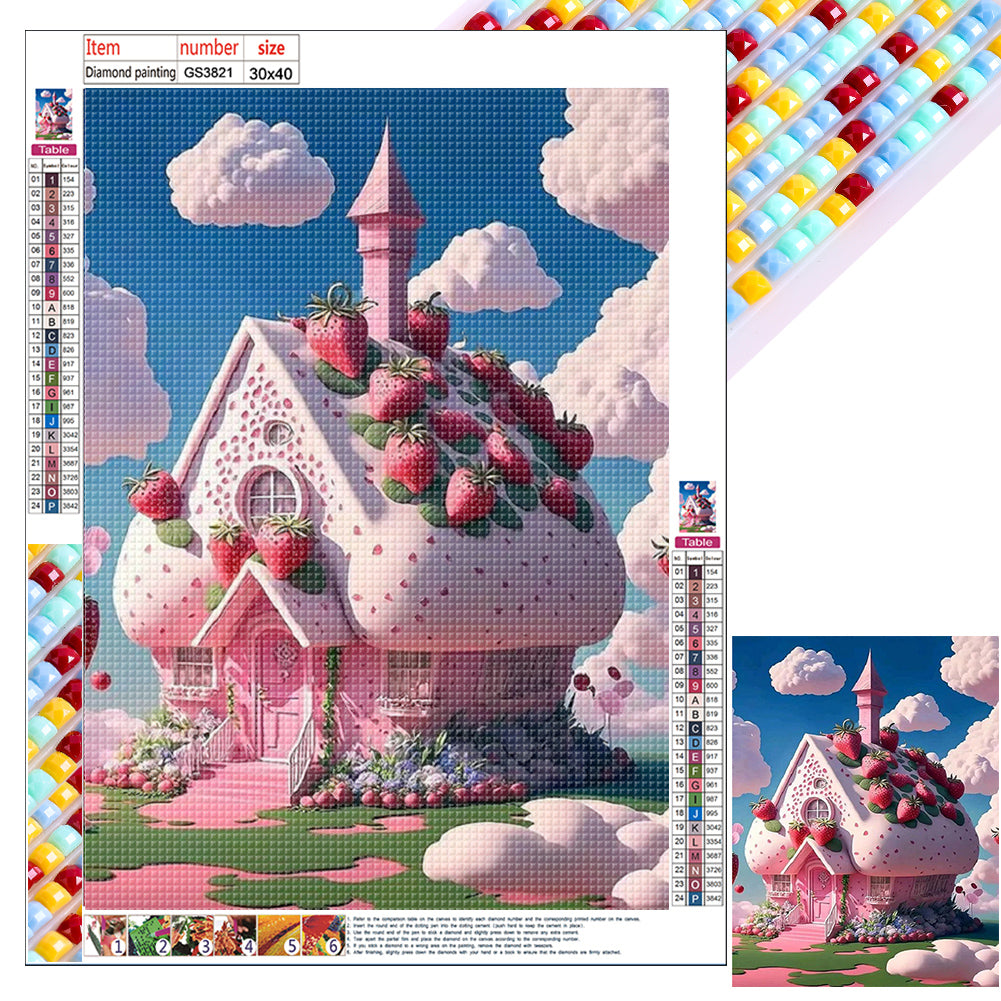 Diamond Painting - Full Square - Cream strawberry house (30*40CM)