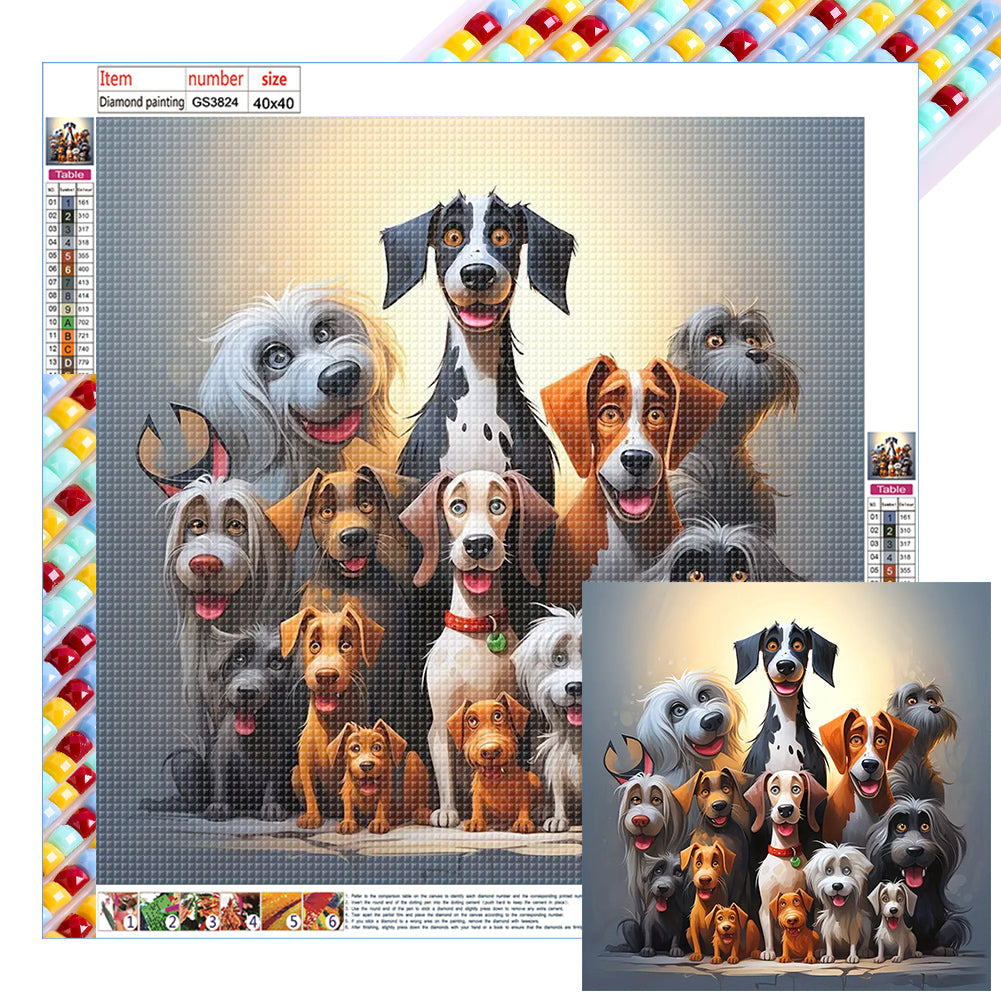Diamond Painting - Full Square - a group of puppies (40*40CM)