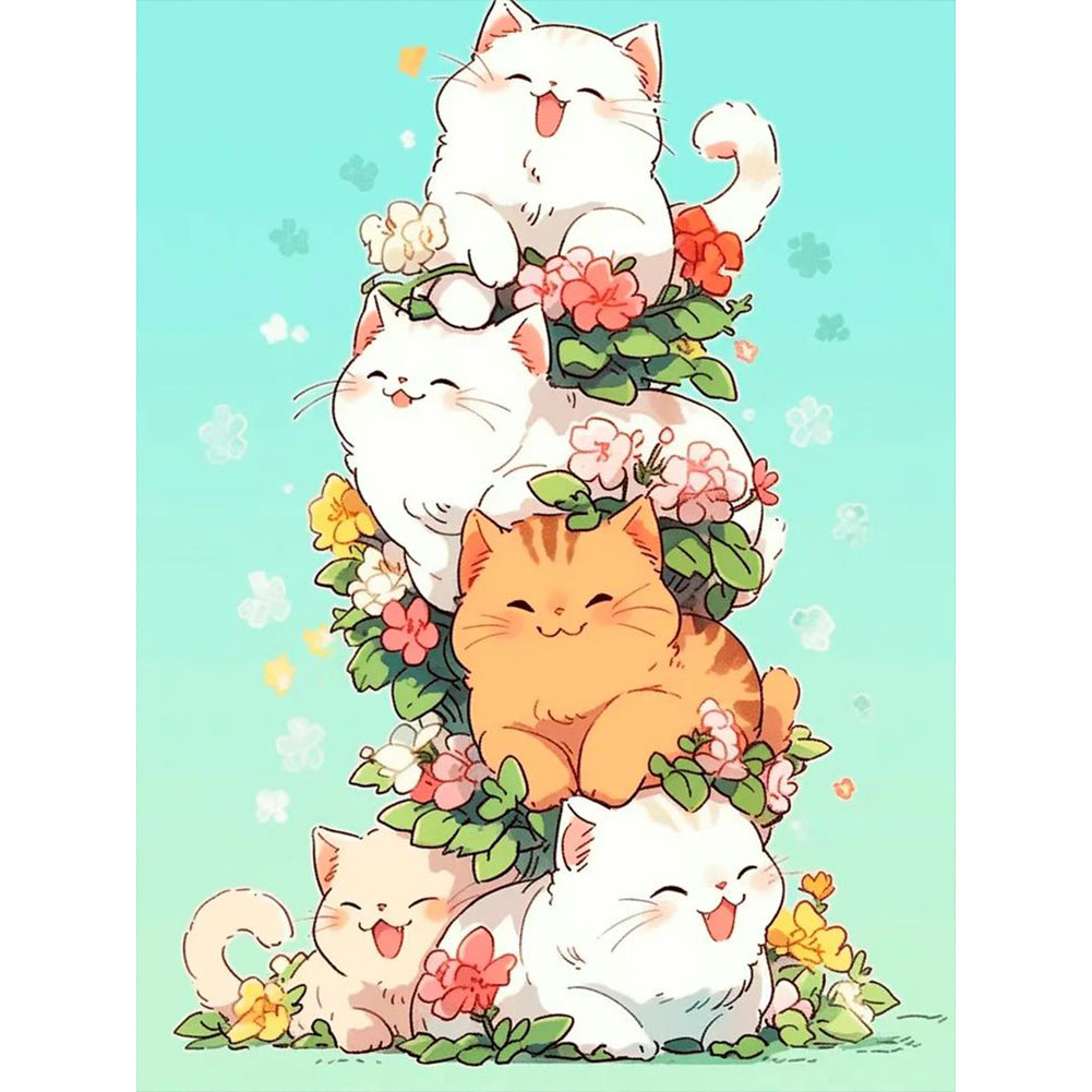 Diamond Painting - Full Round - cat trio (30*40CM)