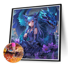 Load image into Gallery viewer, Diamond Painting - Full Round - dragon and girl (40*40CM)
