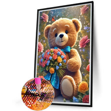 Load image into Gallery viewer, Diamond Painting - Full Round - Bear with bouquet (40*60CM)
