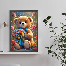 Load image into Gallery viewer, Diamond Painting - Full Round - Bear with bouquet (40*60CM)
