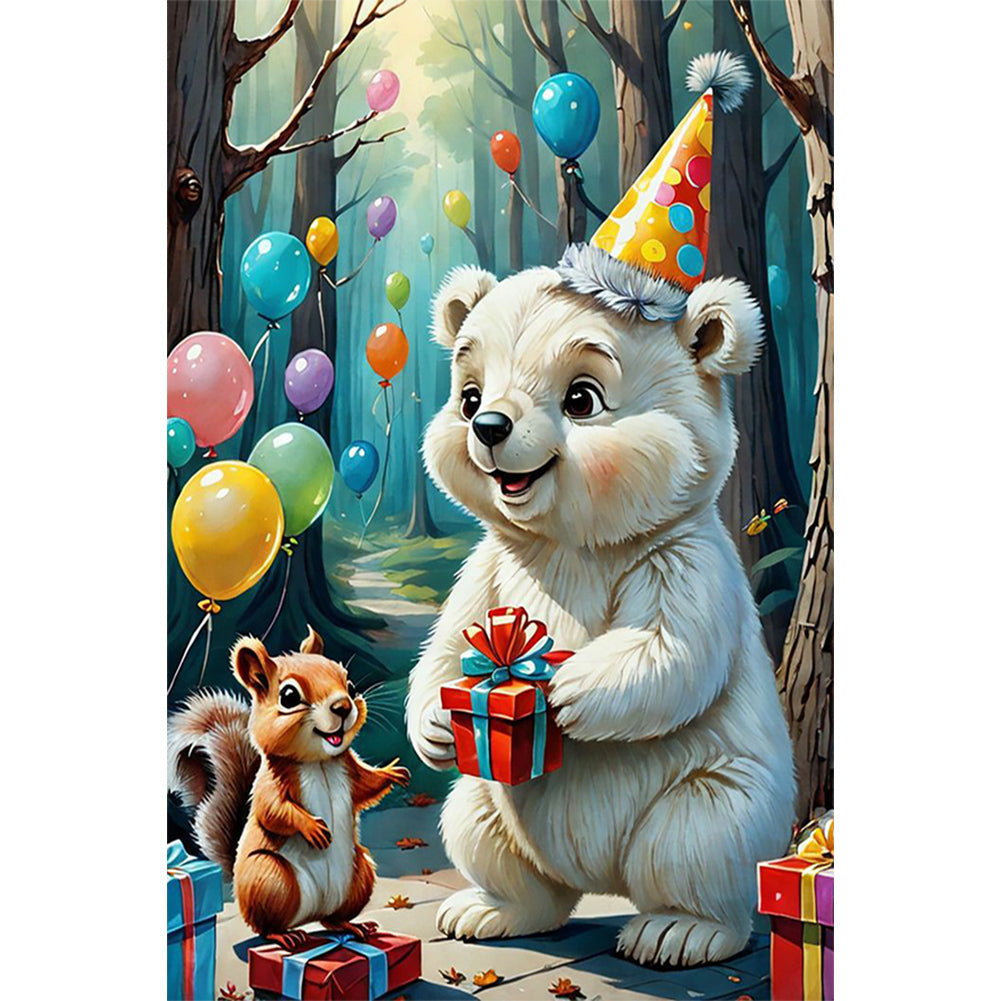 Diamond Painting - Full Round - White bear having a party (40*60CM)