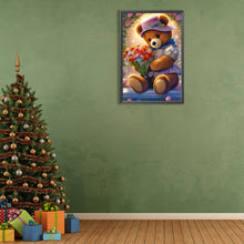 Load image into Gallery viewer, Diamond Painting - Full Round - bear holding rose (40*60CM)
