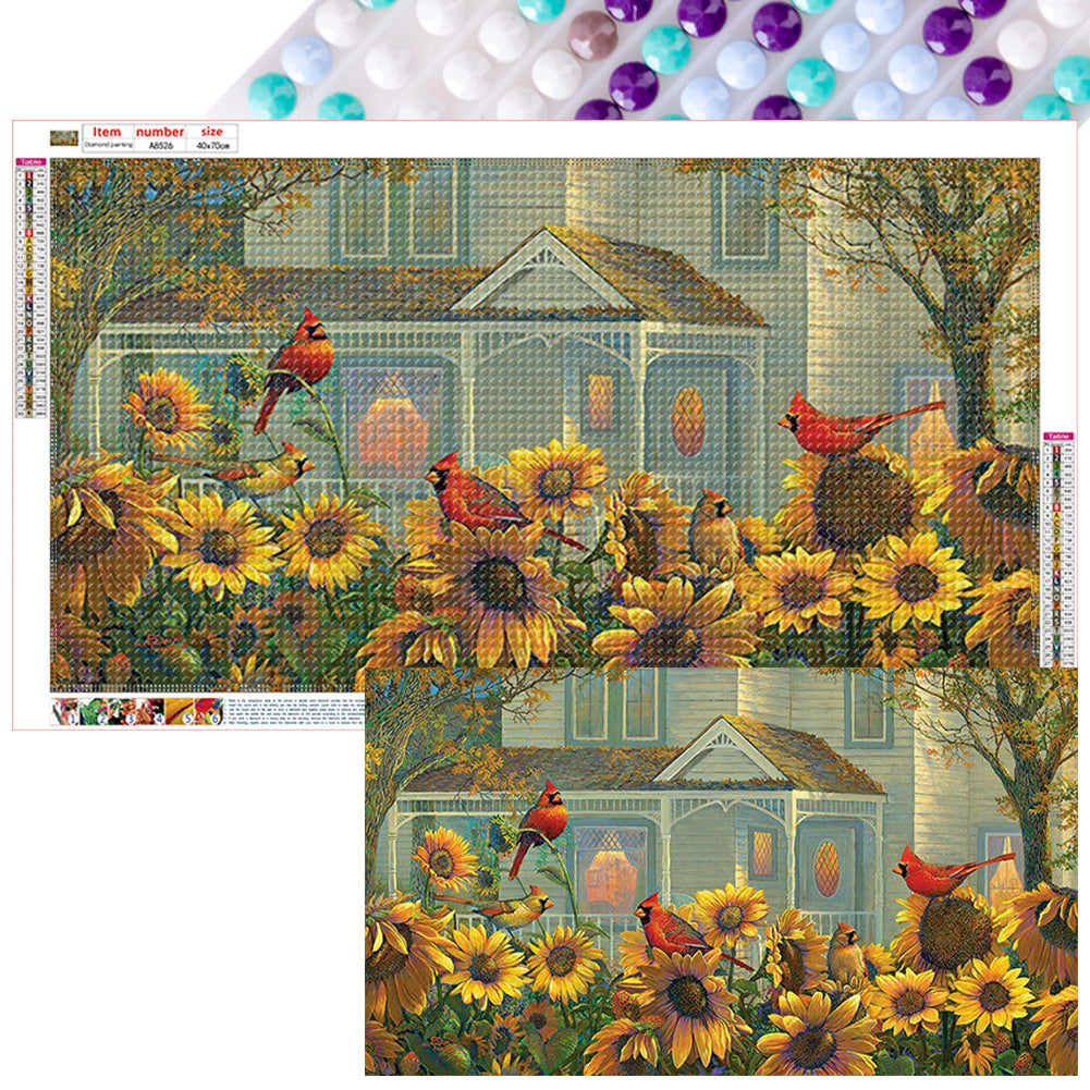 Diamond Painting - Full Round - cardinal sunflower (70*40CM)