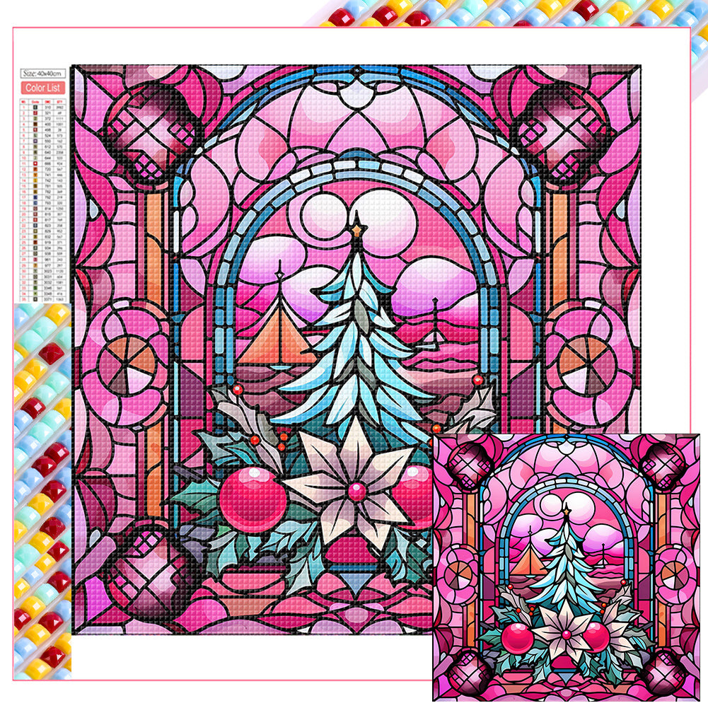 Diamond Painting - Full Square - Pink winter glass art (40*40CM)