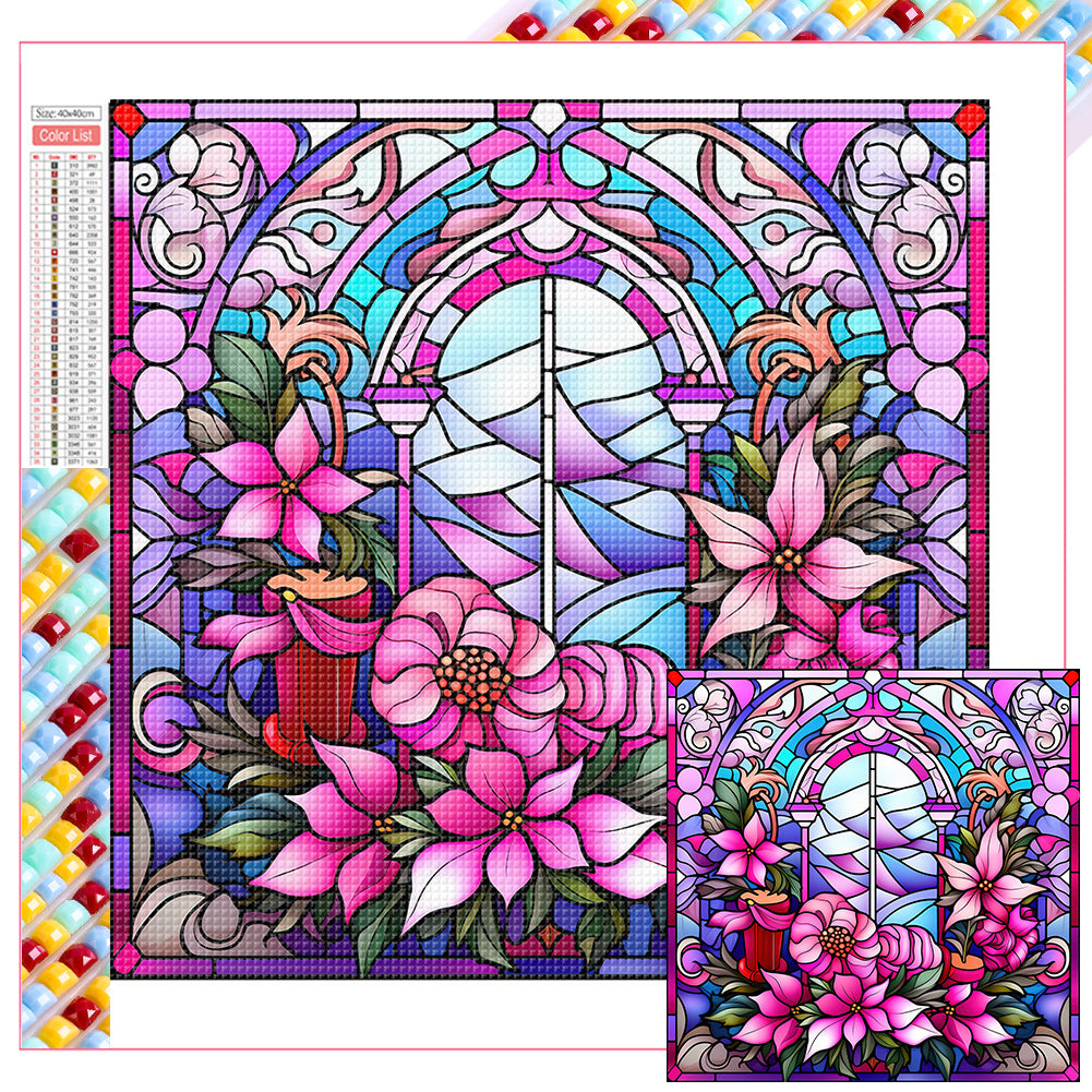 Diamond Painting - Full Square - Pink winter glass art (40*40CM)