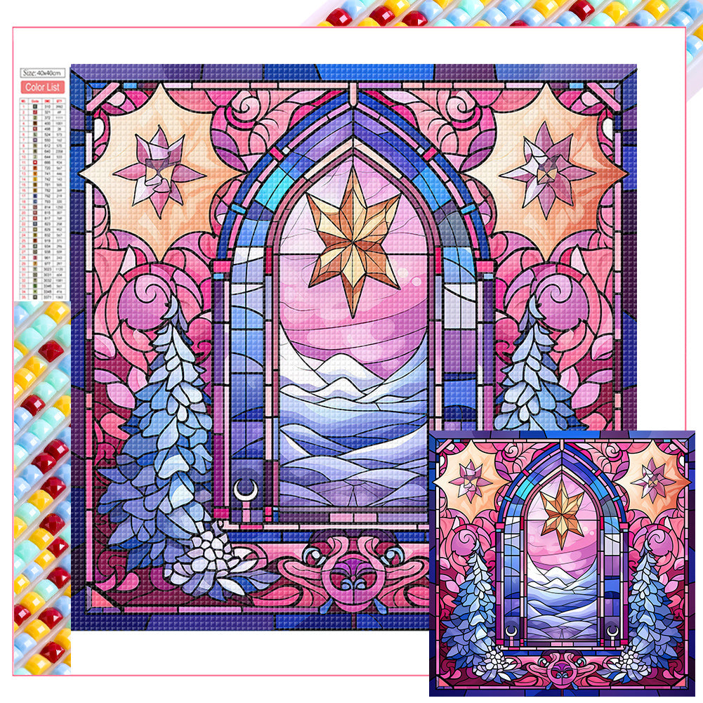 Diamond Painting - Full Square - Pink winter glass art (40*40CM)