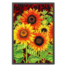 Load image into Gallery viewer, 50 Pages A5 Special Shaped Diamond Painting Diary Book for Teens (Sunflower)
