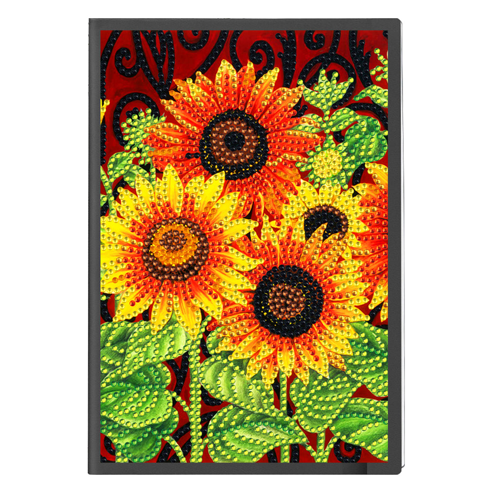 50 Pages A5 Special Shaped Diamond Painting Diary Book for Teens (Sunflower)