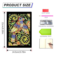 Load image into Gallery viewer, 50 Pages A5 Special Shaped Diamond Painting Diary Book for Teen(Abstract Parrot)
