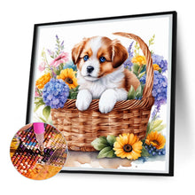 Load image into Gallery viewer, Diamond Painting - Full Round - dog in flower basket (30*30CM)
