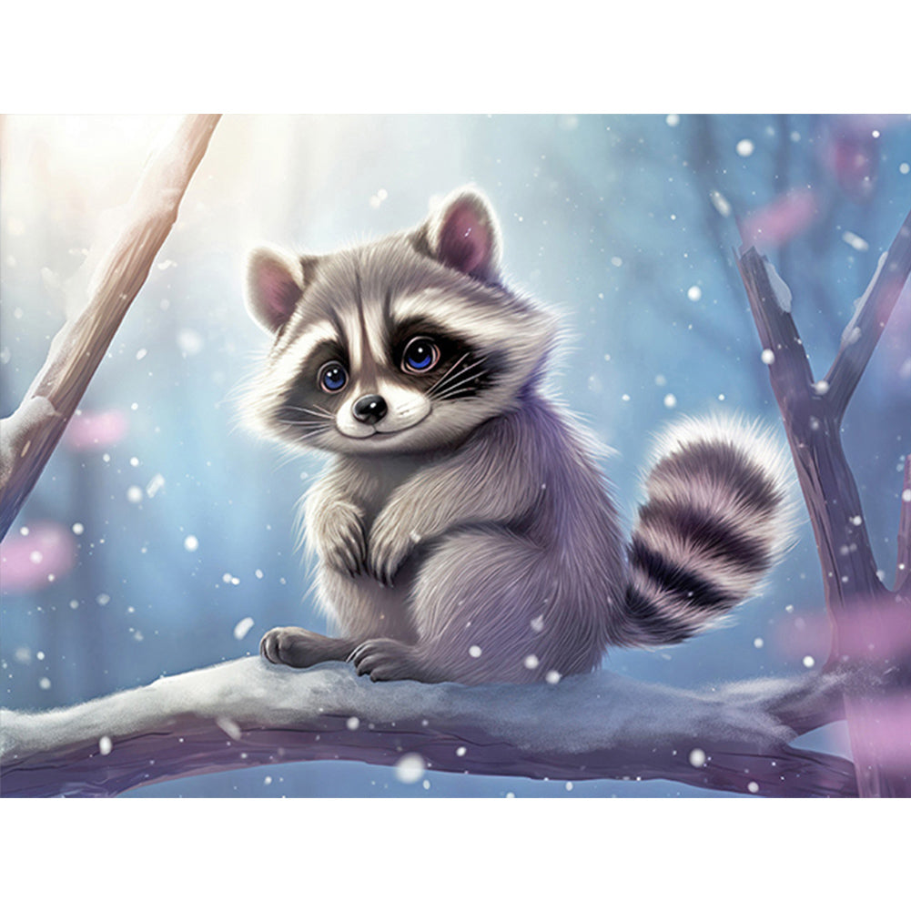 Diamond Painting - Full Round - Snow animal raccoon (40*30CM)