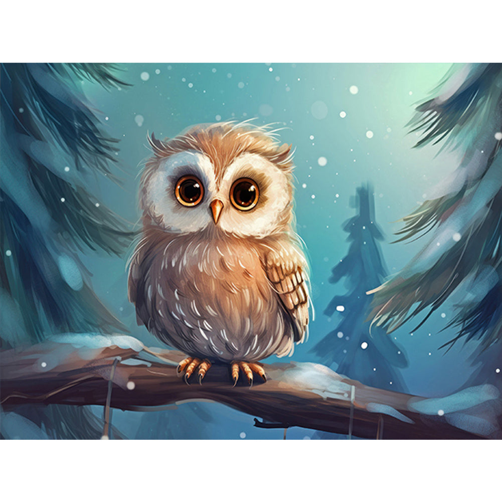 Diamond Painting - Full Round - Snow animal owl (40*30CM)