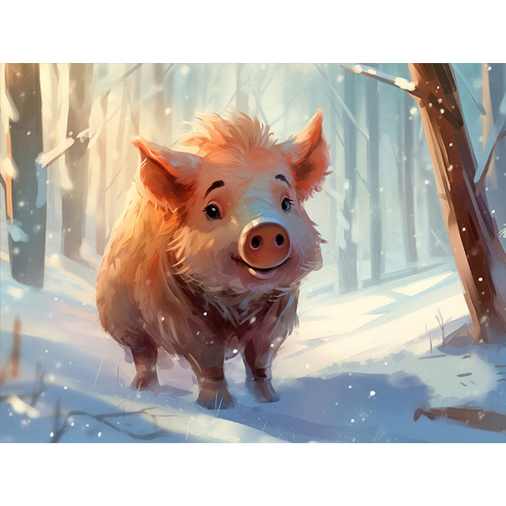 Diamond Painting - Full Round - snow animal wild boar (40*30CM)