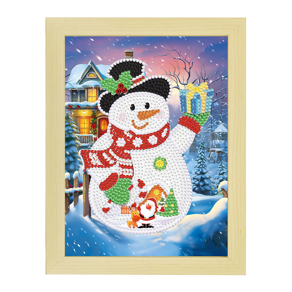 Special Shaped Diamond Painting Kit with Lights 17x22cm (Christmas Snowman #4)