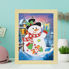 Load image into Gallery viewer, Special Shaped Diamond Painting Kit with Lights 17x22cm (Christmas Snowman #4)
