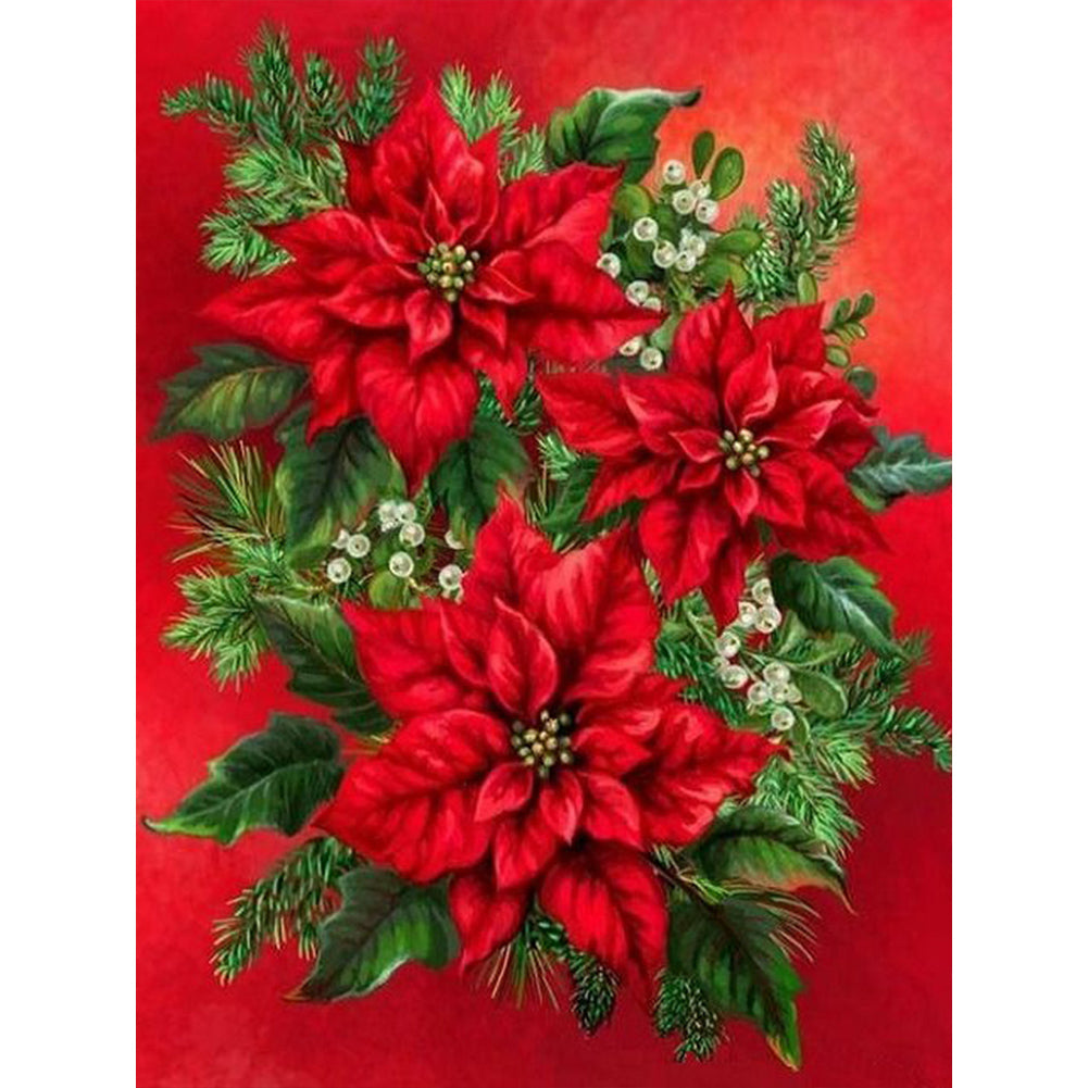 Diamond Painting - Full Round - Christmas Poinsettia (30*40CM)