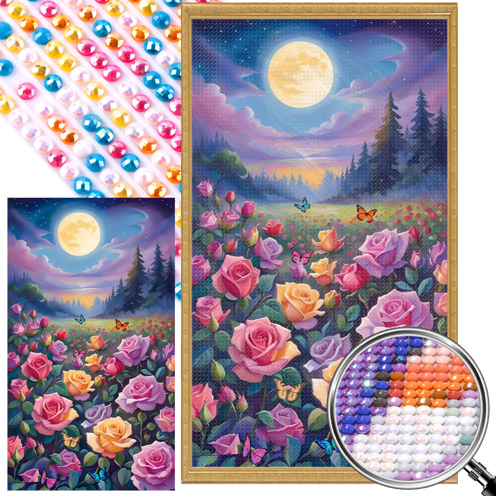 AB Diamond Painting - Full Round - flowers under the moon (40*70CM)