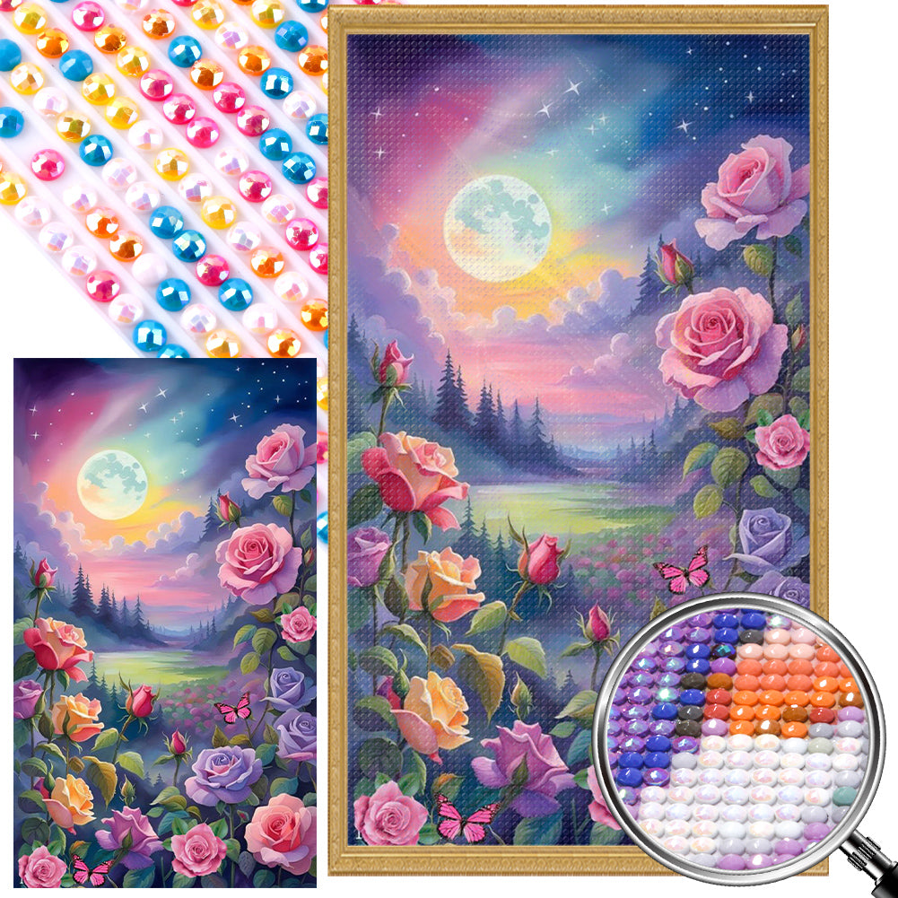 AB Diamond Painting - Full Round - flowers under the moon (40*70CM)